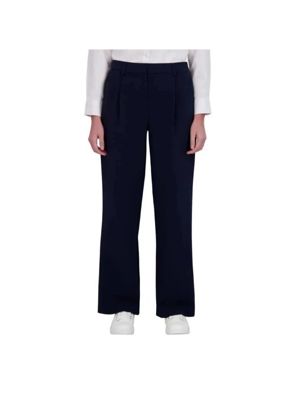 NWOT DKNY Women's 8 Wide-Leg Navy Blue Trouser Pants Polyester  B0616